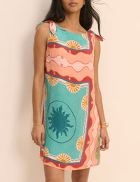 Coral Print Shift Lilly Mini Dress