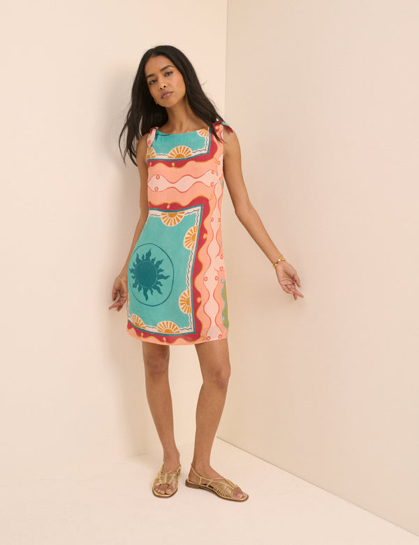 Coral Print Shift Lilly Mini Dress