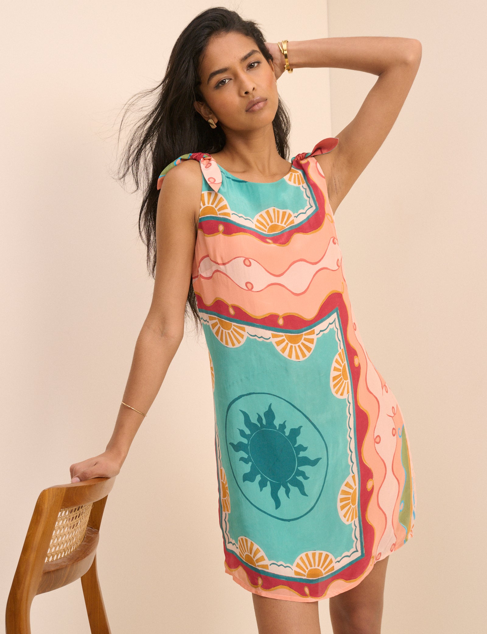 Coral Print Shift Lilly Mini Dress Coral Print Shift Lilly Mini Dress