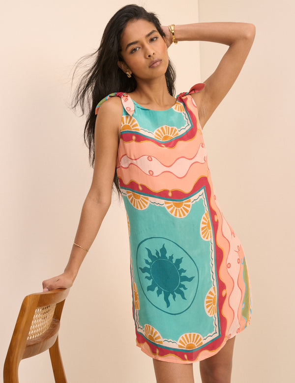 Coral Print Shift Lilly Mini Dress