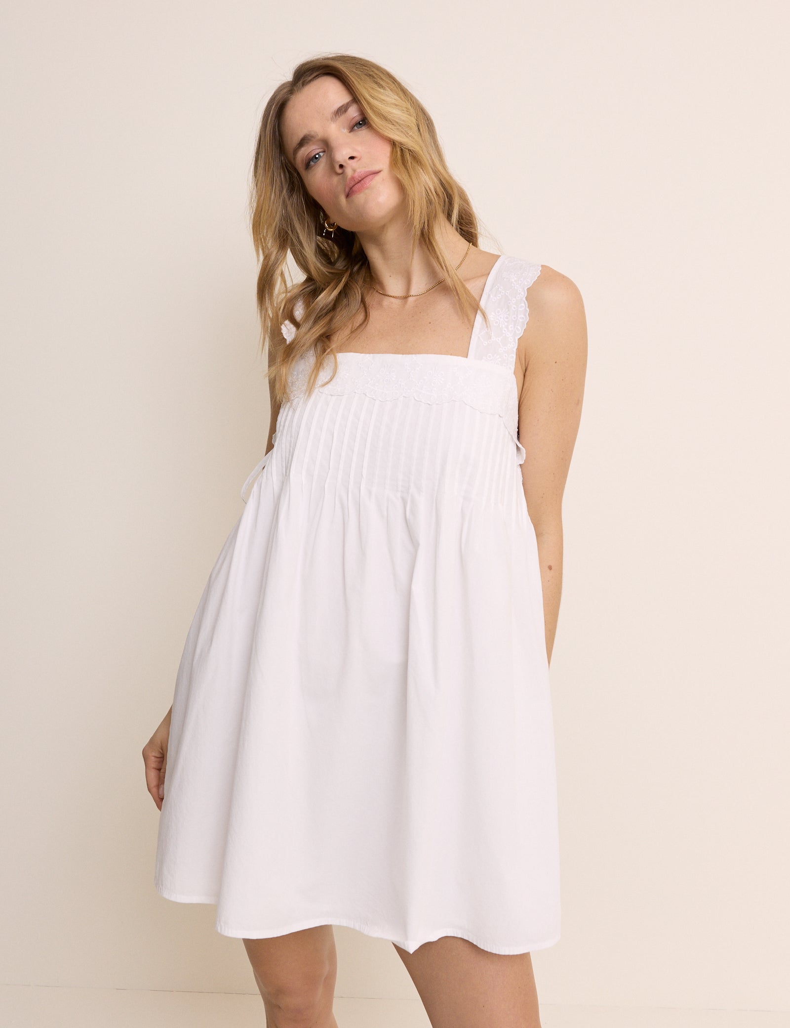 White Sqaure Neck Valerie Mini Dress