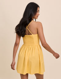 Yellow Scallop Trim Jenna Mini Dress