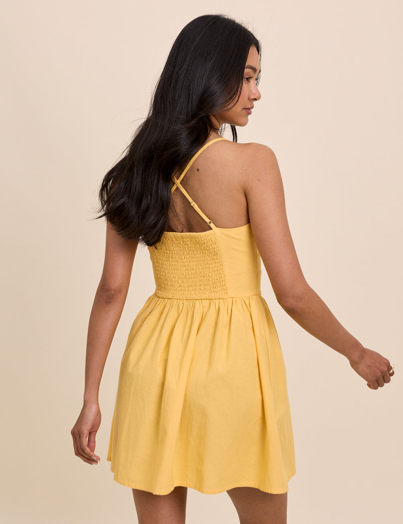 Yellow Scallop Trim Jenna Mini Dress
