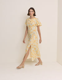 Butter Yellow Cowl Neck Cheryl Midi Dress