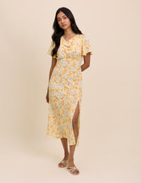Butter Yellow Cowl Neck Cheryl Midi Dress