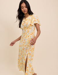 Butter Yellow Cowl Neck Cheryl Midi Dress