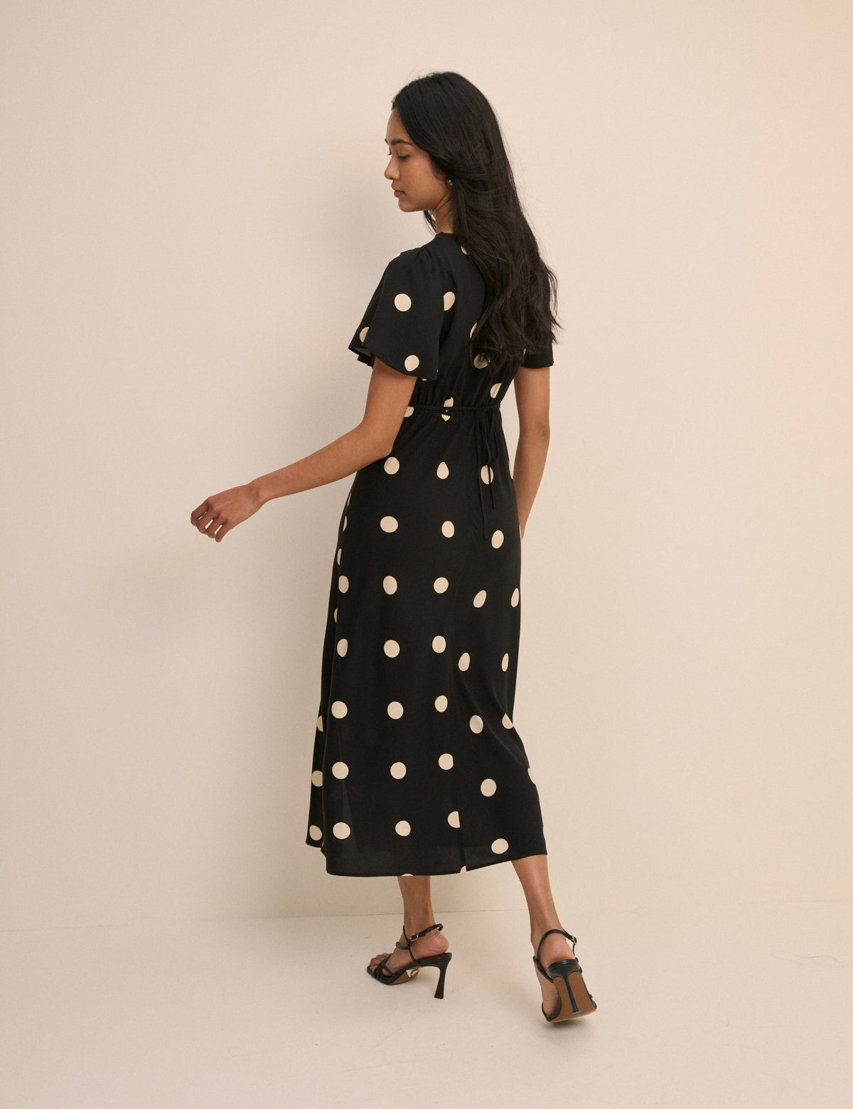 Black Polka Dot Cheryl Midi Dress