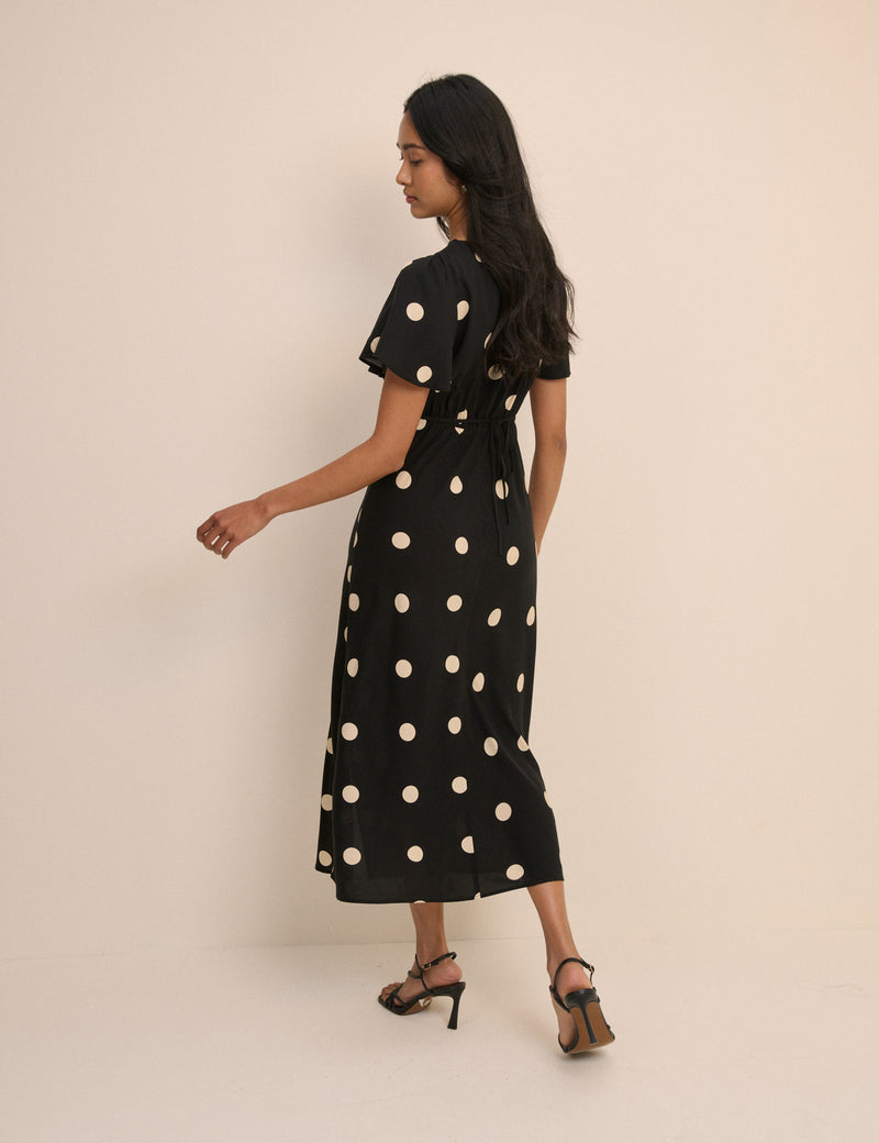 Black Polka Dot Cheryl Midi Dress