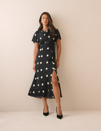 Black Polka Dot Cheryl Midi Dress