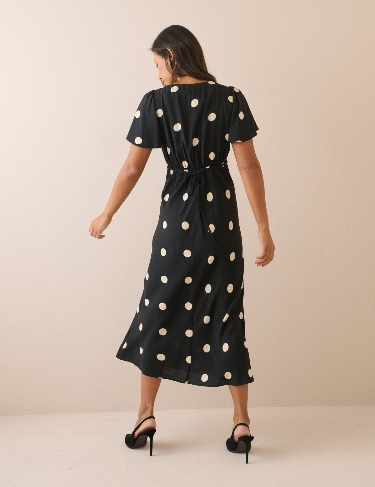 Black Polka Dot Cheryl Midi Dress