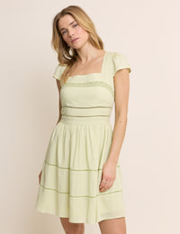 Green Square Neck Jessy Mini Dress