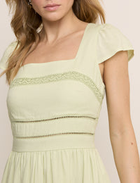 Green Square Neck Jessy Mini Dress