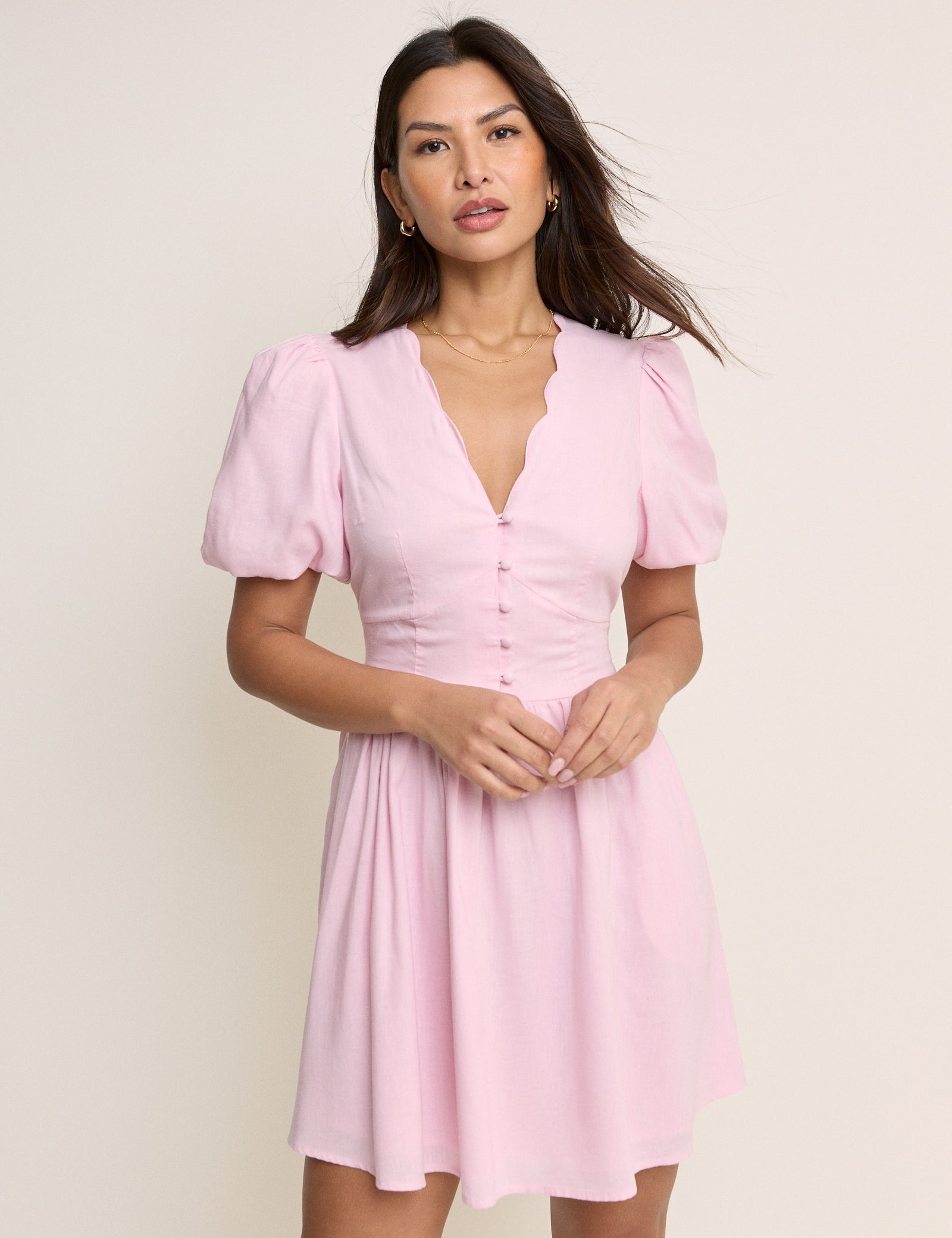 Pink Puff Sleeve Bess Mini Dress Pink Puff Sleeve Bess Mini Dress