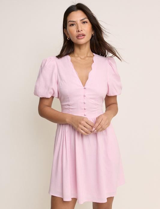 Pink Puff Sleeve Bess Mini Dress Pink Puff Sleeve Bess Mini Dress