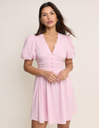Pink Puff Sleeve Bess Mini Dress