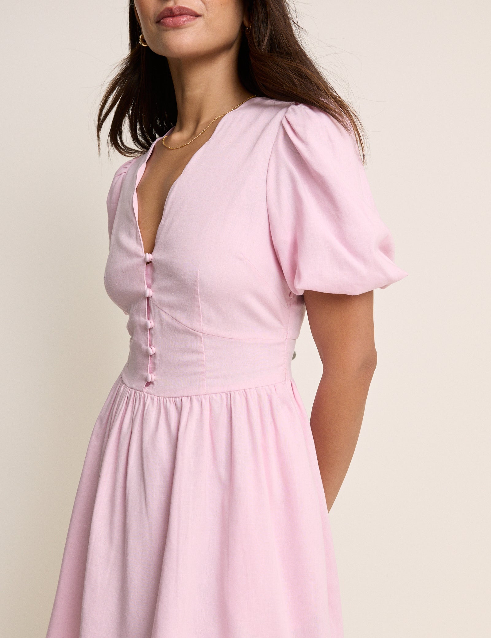 Pink Puff Sleeve Bess Mini Dress Pink Puff Sleeve Bess Mini Dress