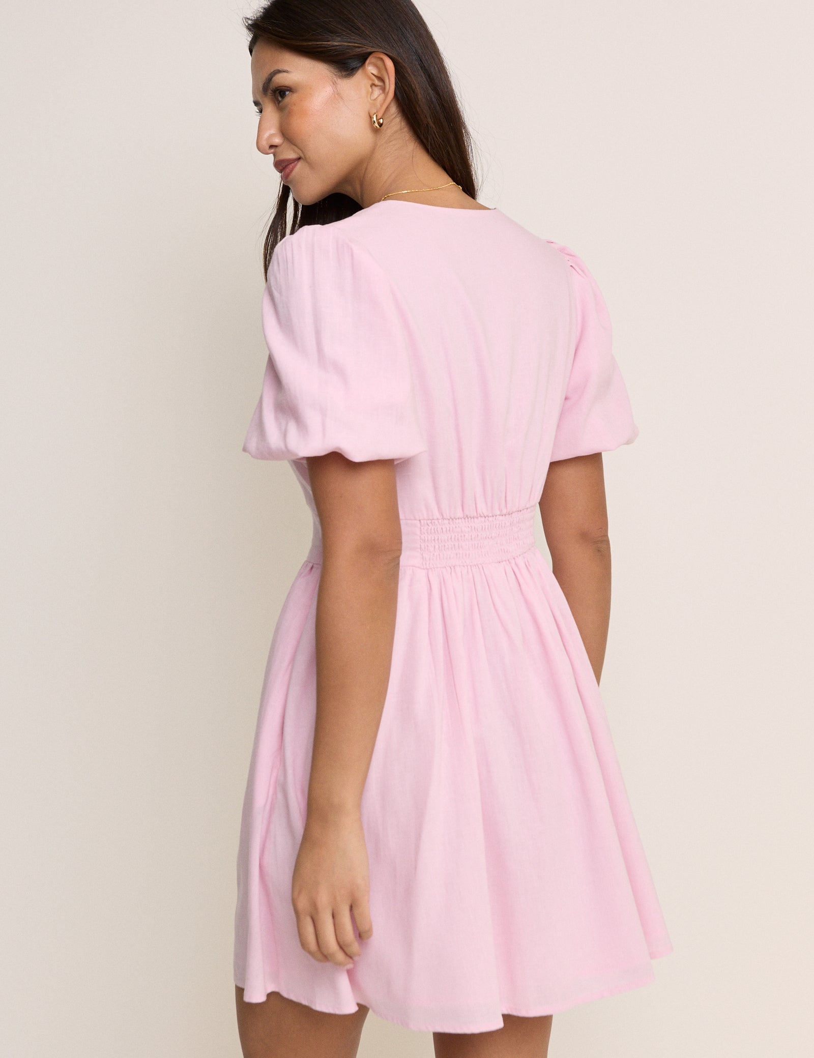 Pink Puff Sleeve Bess Mini Dress Pink Puff Sleeve Bess Mini Dress