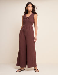 Brown Ruched Jayda Jumpsuit
