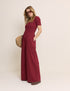 Red Shirred Wide Leg Zita Jumpsuit