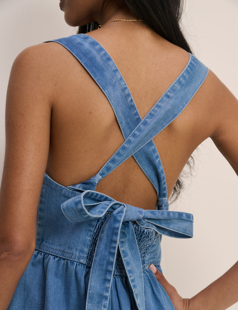 Blue Denim Tie-Back Pedro Mini Dress