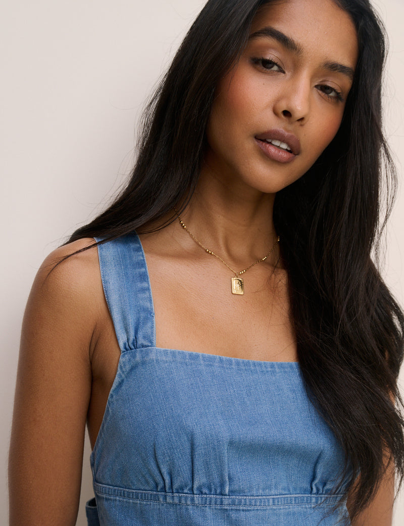 Blue Denim Tie-Back Pedro Mini Dress