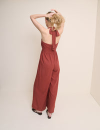 Red Halterneck Lilah Wide Leg  Jumpsuit
