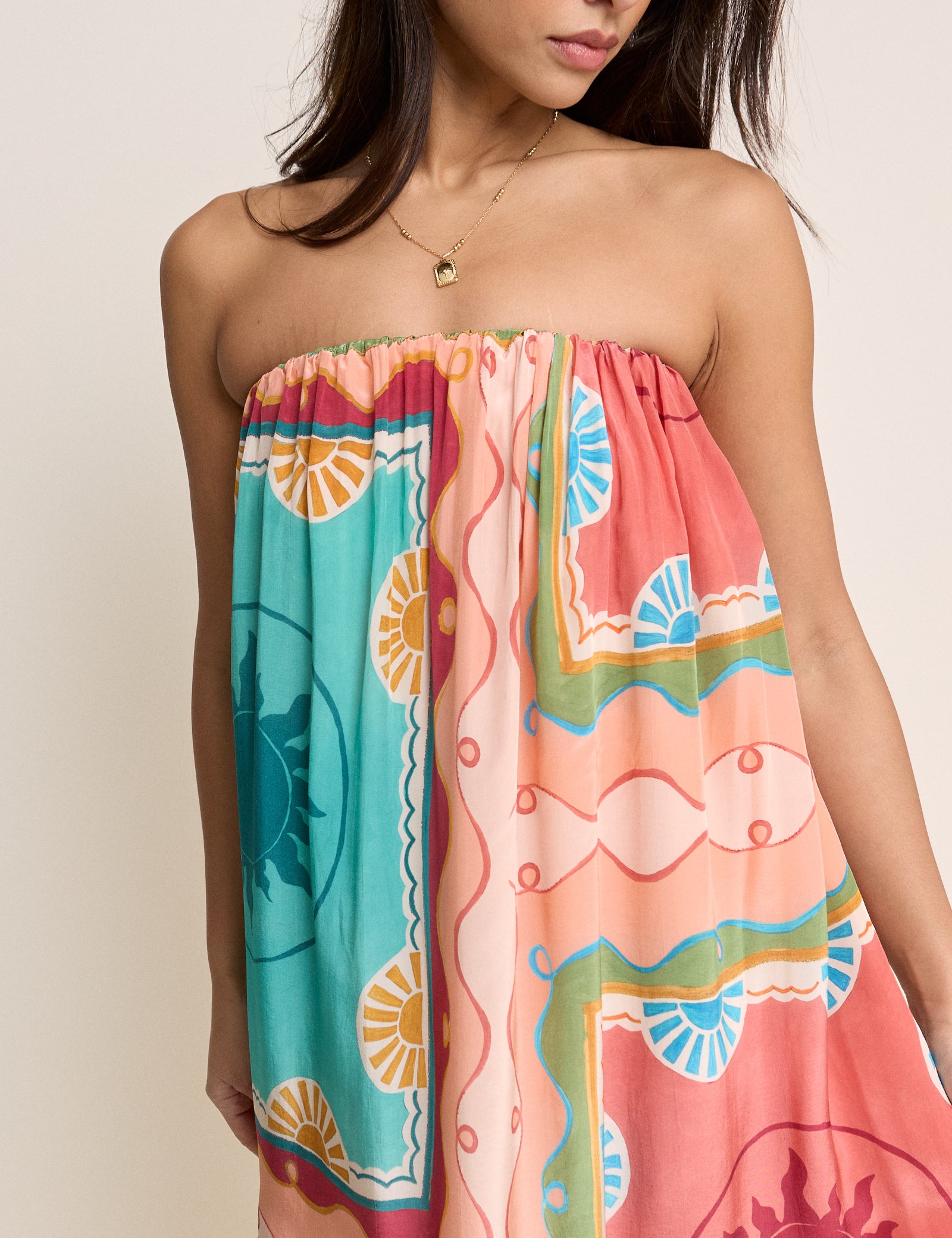 Coral Print Bandeau Myla Maxi Dress