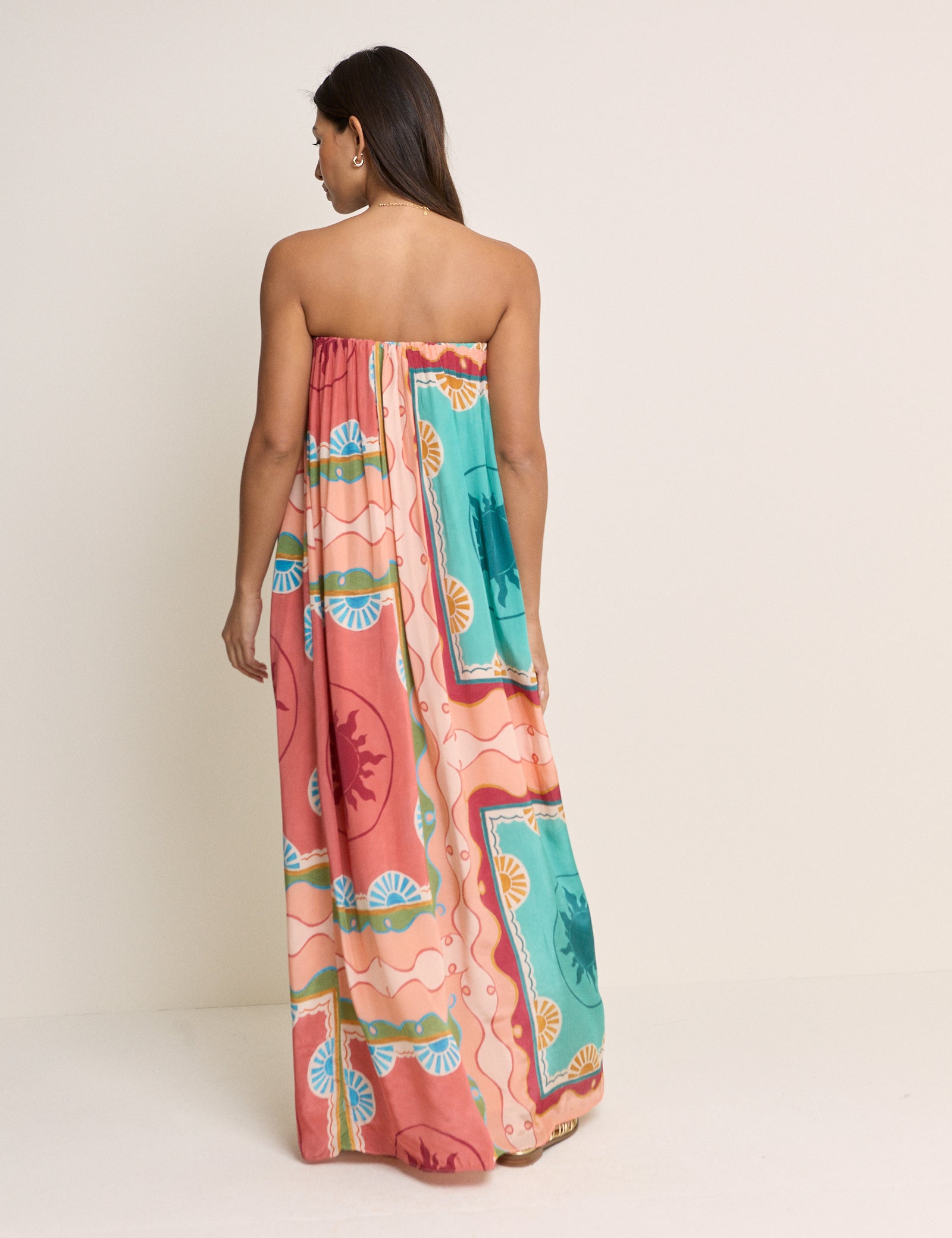 Coral Print Bandeau Myla Maxi Dress