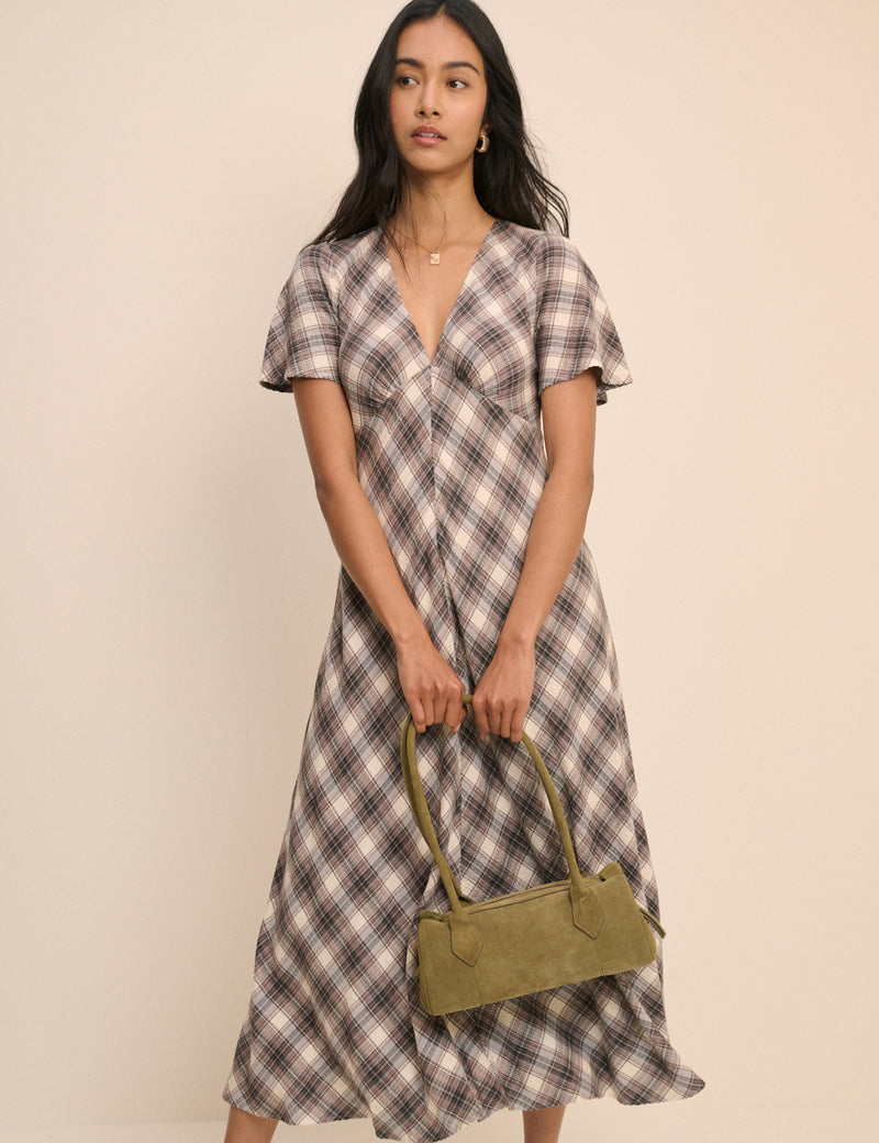 Khaki Structured Shoulder Bag