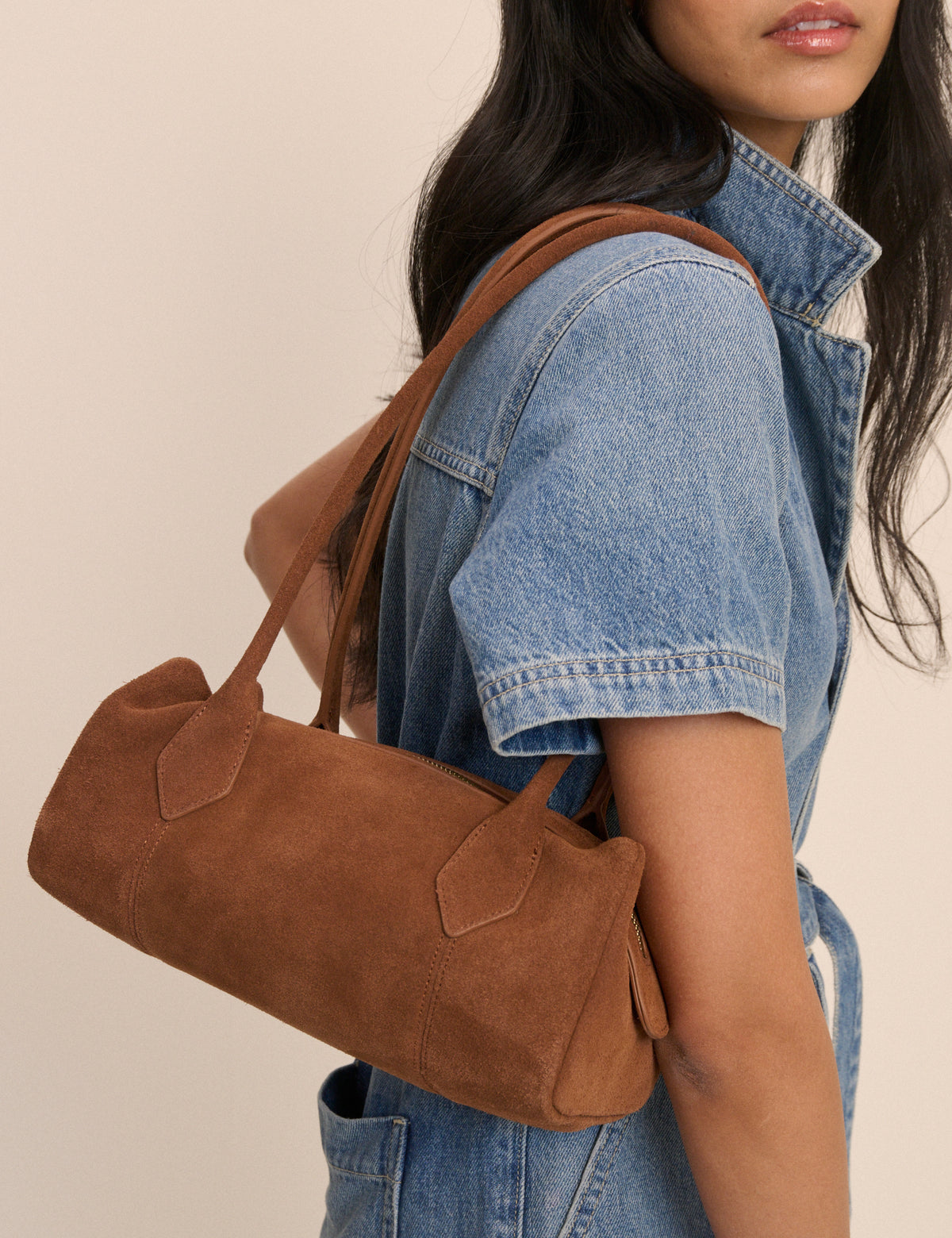 Tan Suede Shoulder Bag