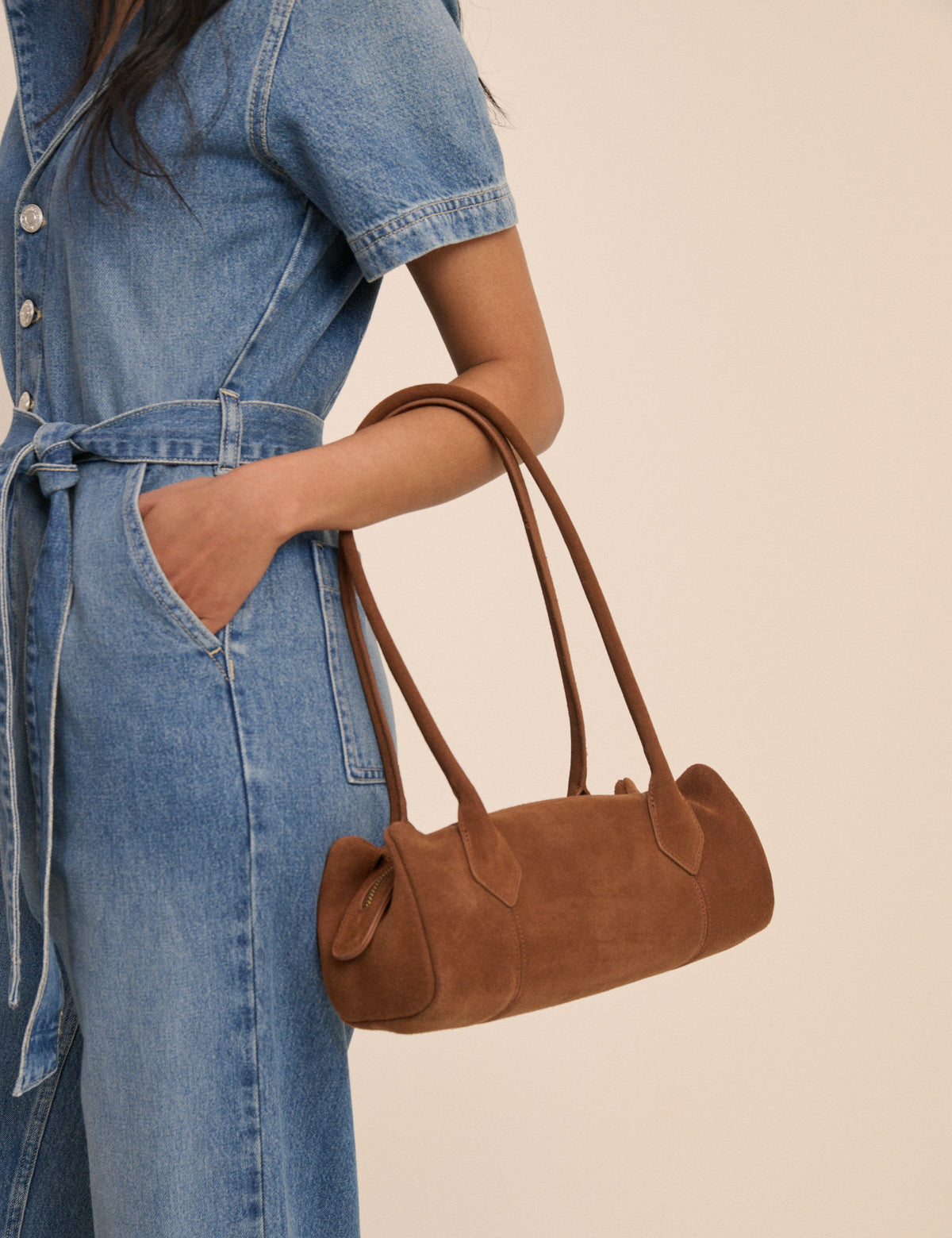 Tan Suede Shoulder Bag
