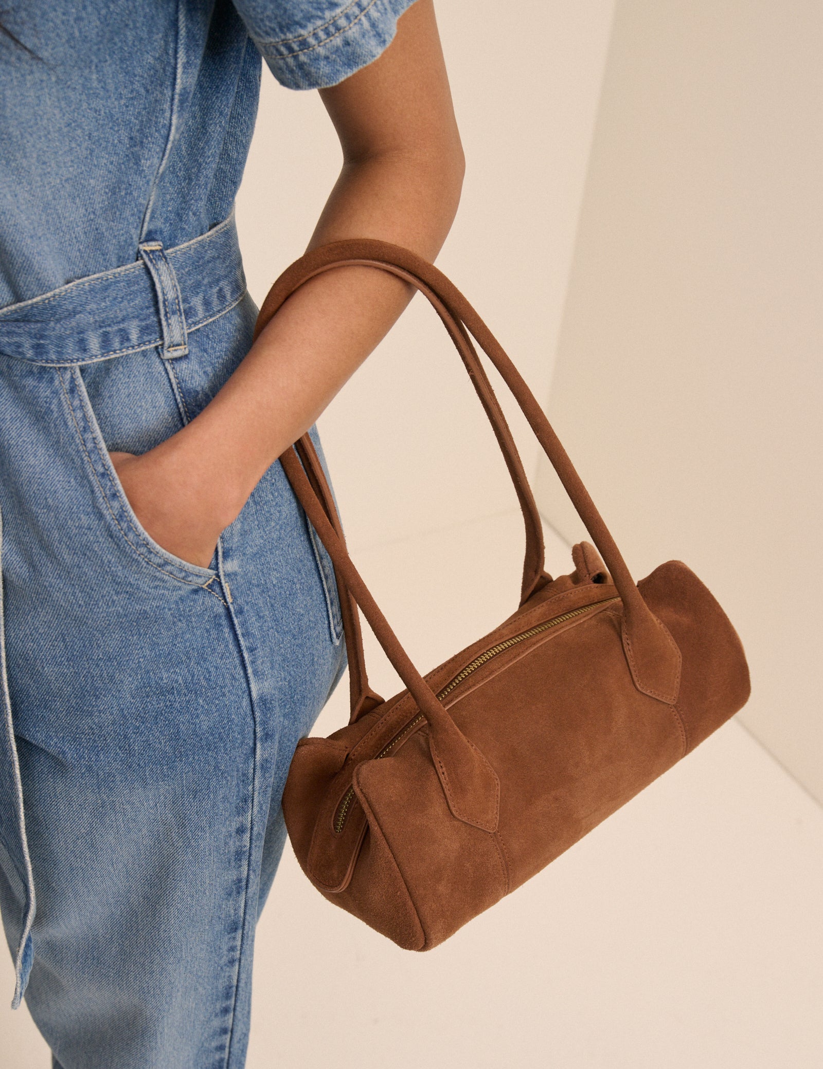 Tan Suede Shoulder Bag