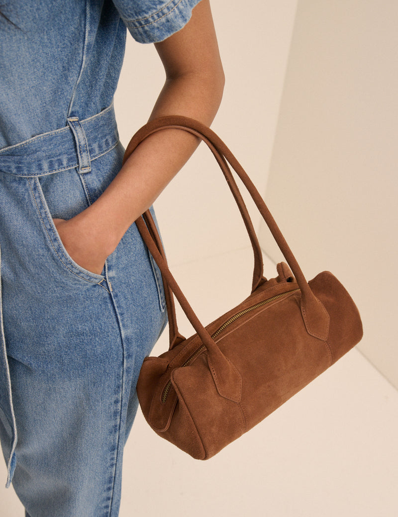 Tan Suede Shoulder Bag