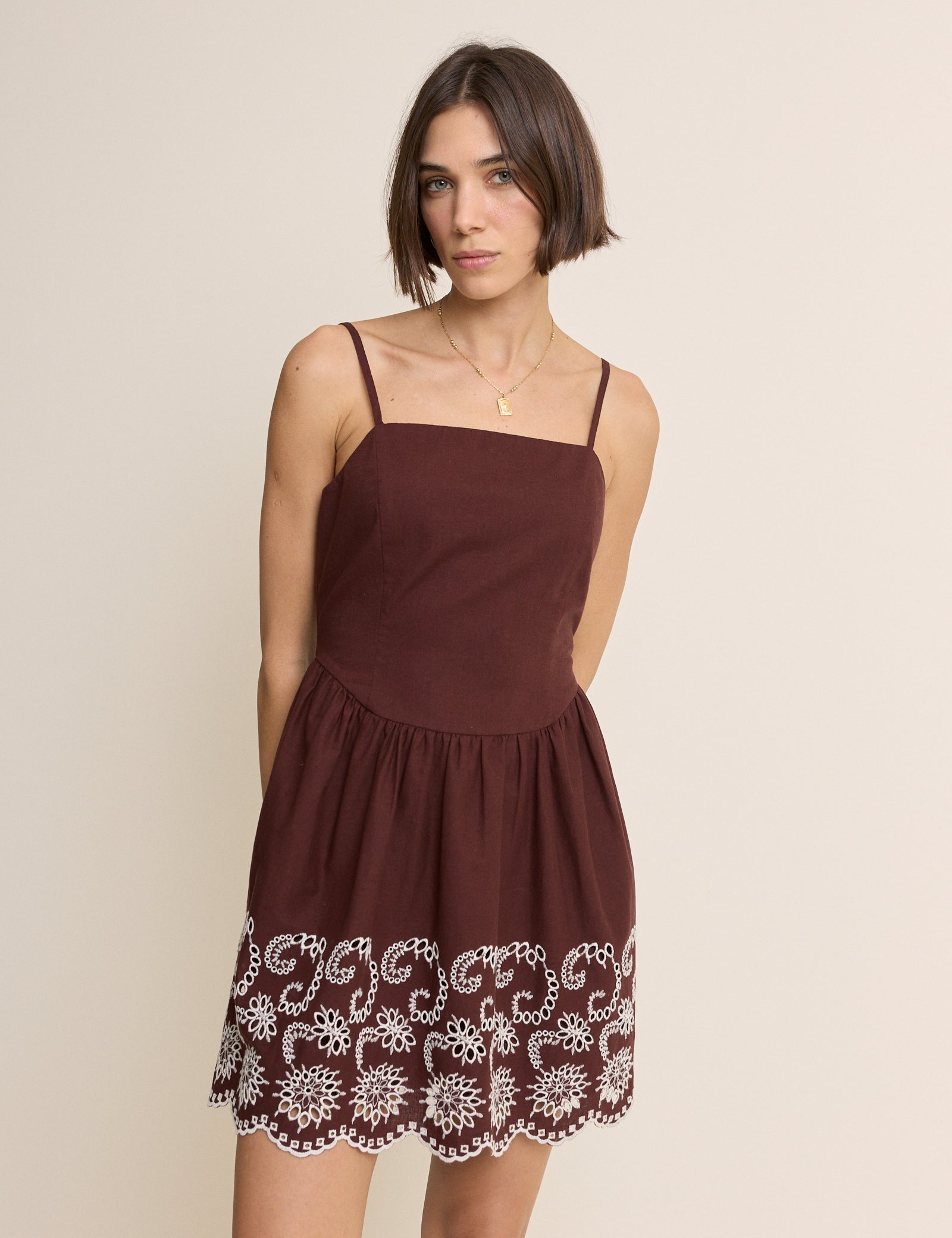 Brown Cutwork Greta Playsuit