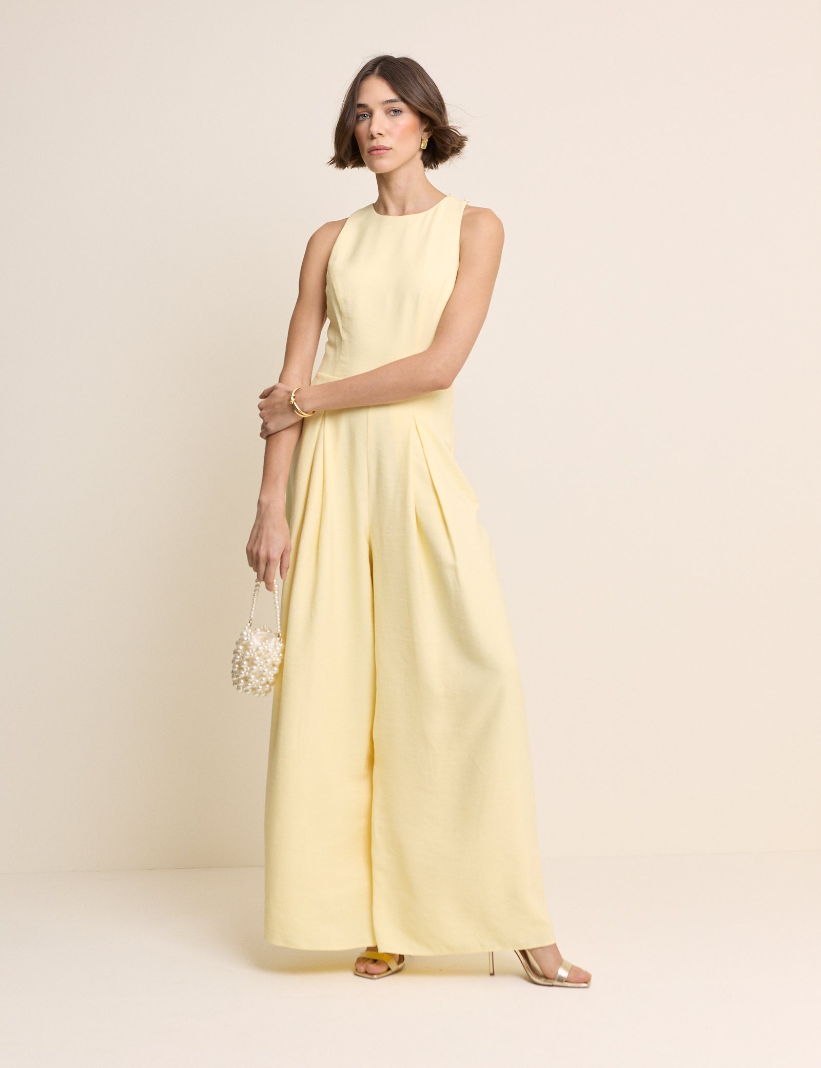 Butter Yellow Sleeveless Reign Wide Leg Jumpsuit Butter Yellow Sleeveless Reign Wide Leg Jumpsuit