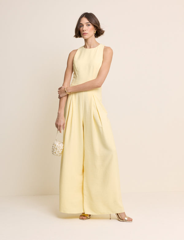 Butter Yellow Sleeveless Reign Wide Leg Jumpsuit