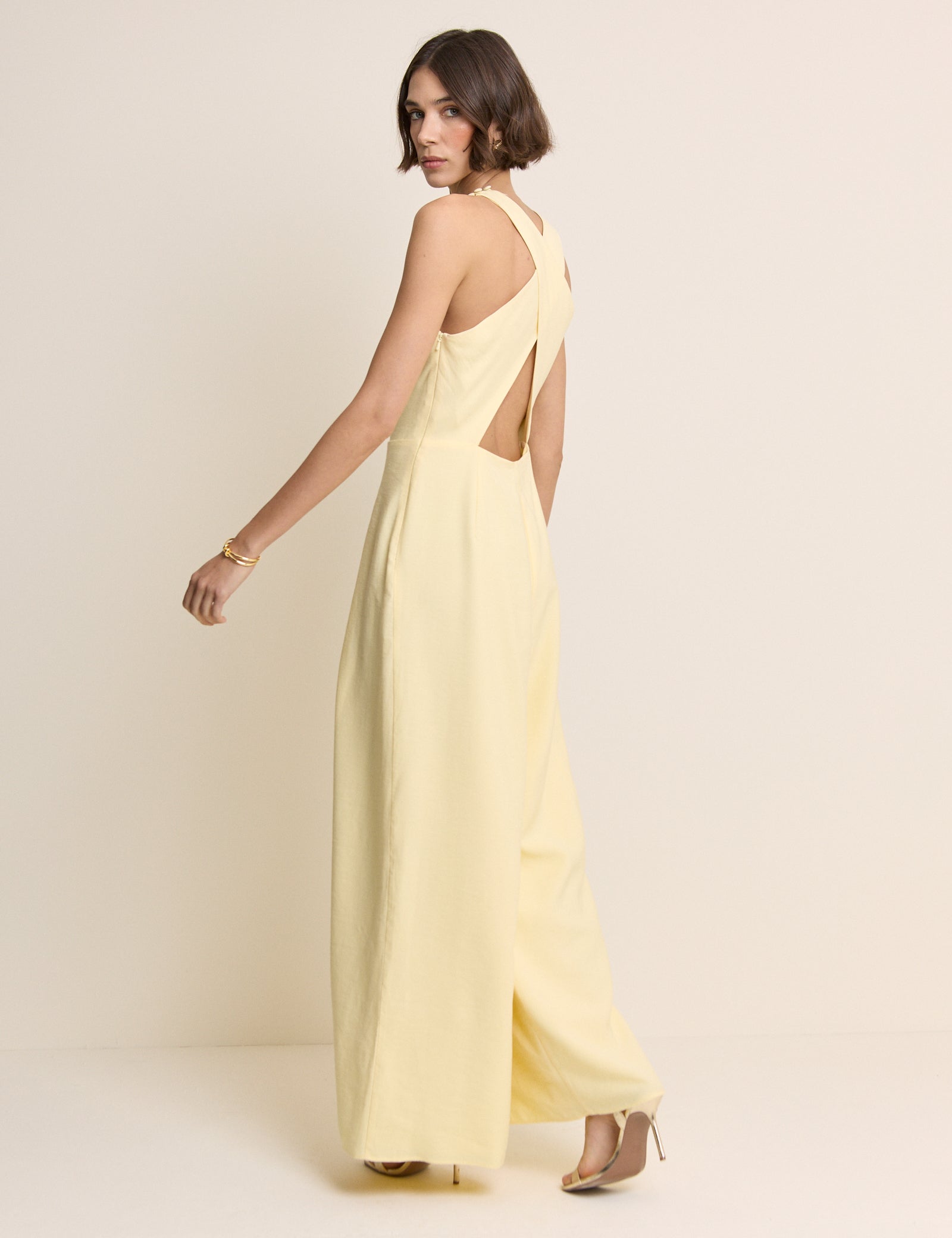 Butter Yellow Sleeveless Reign Wide Leg Jumpsuit