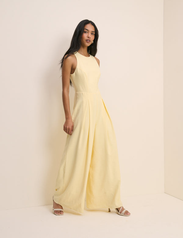 Butter Yellow Wide Leg Reign Jumpsuit