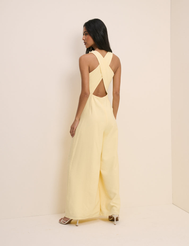 Butter Yellow Wide Leg Reign Jumpsuit