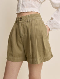 Khaki High Waisted Albie Twill Short