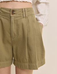 Khaki High Waisted Albie Twill Short