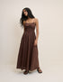 Brown Shirred Jocelyn Maxi Dress