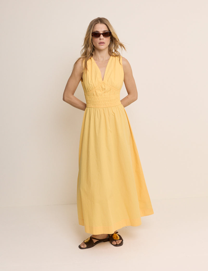 Yellow Sleeveless Angelica Midi Dress