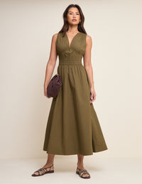 Khaki Sleeveless Angelica Midi Dress