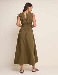 Khaki Sleeveless Angelica Midi Dress