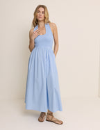 Blue Halterneck Caterina Midi Dress