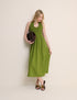 Green Shirred Halterneck Caterina Midi Dress