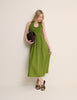 Green Shirred Halterneck Caterina Midi Dress