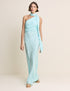Light Blue Floral Satin Oceane Maxi Dress