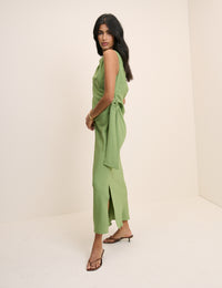 Green Boat Neck Sleeveless Elvie Maxi Dress